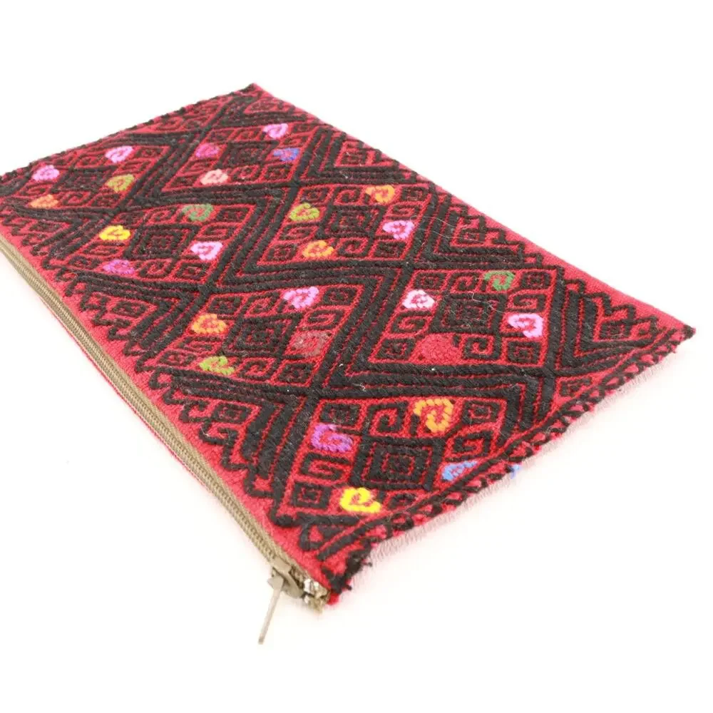 Hand Embroidered Heart Clutch Handbag Women Purse Shoulder Bag